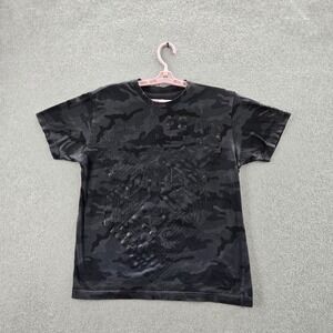 American Fighter Men Shirt M Black Camouflage Logo Graphic Print Short Sleeve